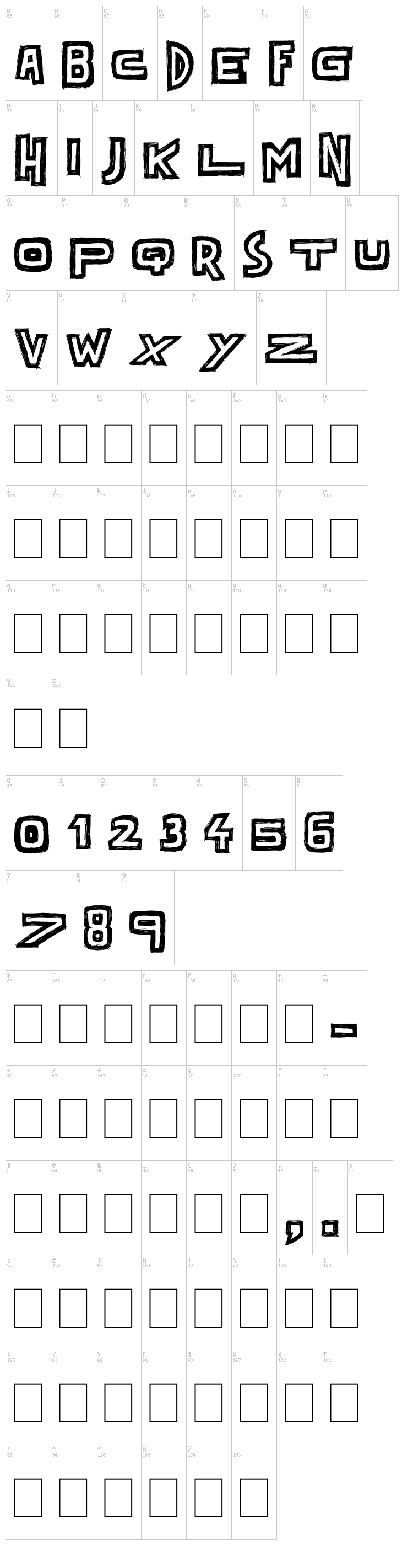 Dark Times font map